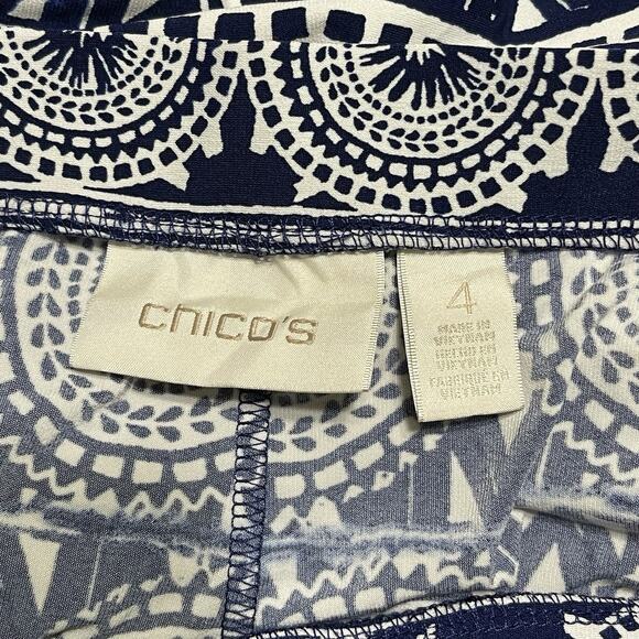 Chico's Palazzo Pants Plus Size 4 XXL Navy White Ikat Mandala Boho Resort - Picture 11 of 15